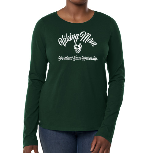  Fall Rush Ladies Dark Green Long Sleeve Tee - Viking Mom