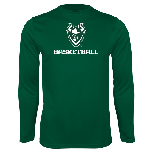  Dark Green Performance Long Sleeve Shirt - Basketball