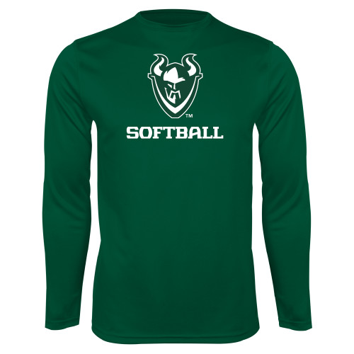  Dark Green Performance Long Sleeve Shirt - Softball