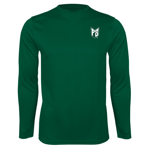  Dark Green Performance Long Sleeve Shirt - Official Logo