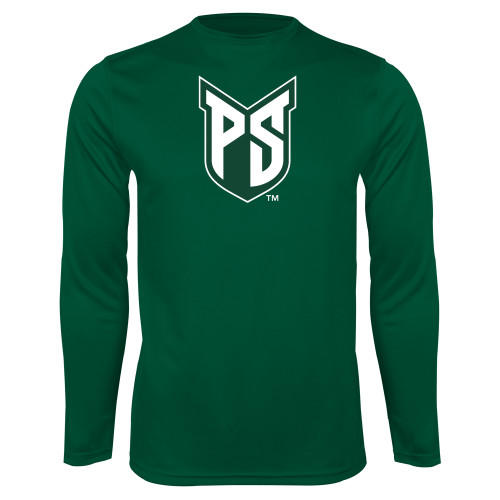  Dark Green Performance Long Sleeve Shirt - Official Logo