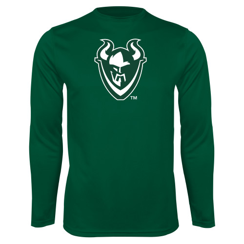  Dark Green Performance Long Sleeve Shirt - Viking Head