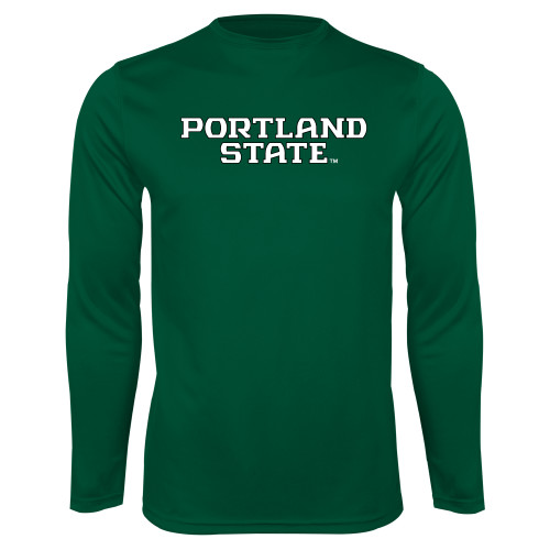  Dark Green Performance Long Sleeve Shirt - Portland State