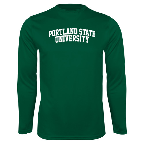  Dark Green Performance Long Sleeve Shirt - Arched Portland State