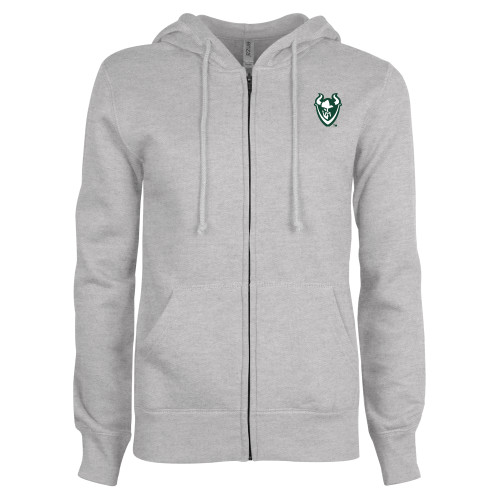  ENZA Womens Grey Fleece Full Zip Hoodie - Viking Head