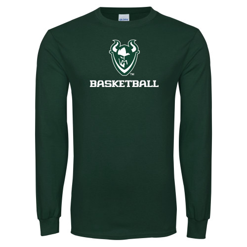  Dark Green Long Sleeve T Shirt - Basketball