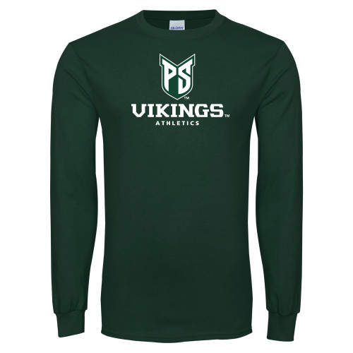  Dark Green Long Sleeve T Shirt - PS Shield Stacked