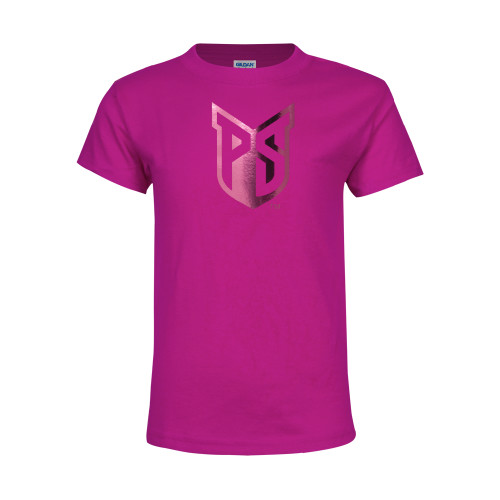  Youth Hot Pink T Shirt - Official Logo Foil