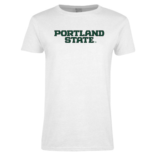  Womens White Short Sleeve Tee - Portland State