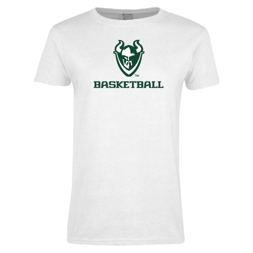  Womens White Short Sleeve Tee - Basketball