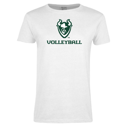  Womens White Short Sleeve Tee - Volleyball
