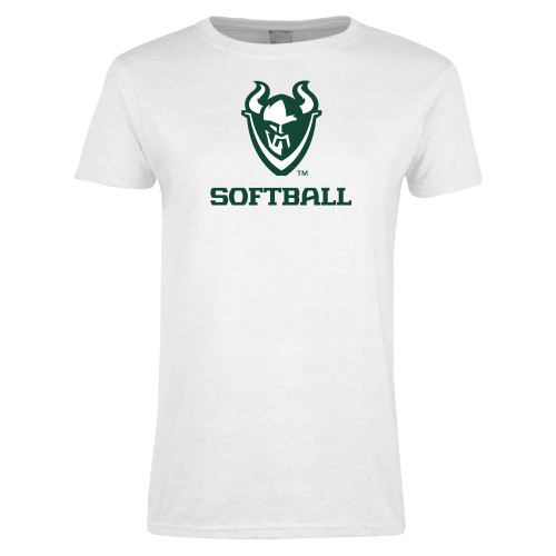  Womens White Short Sleeve Tee - Softball