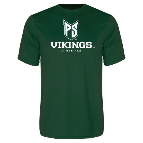  Dark Green Performance Tee - PS Shield Stacked