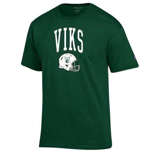  Champion Dark Green T Shirt - Portland State Viks Football Helmet
