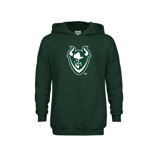  Youth Dark Green Fleece Hoodie - Viking Head