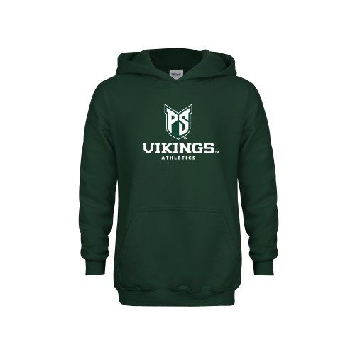  Youth Dark Green Fleece Hoodie - PS Shield Stacked