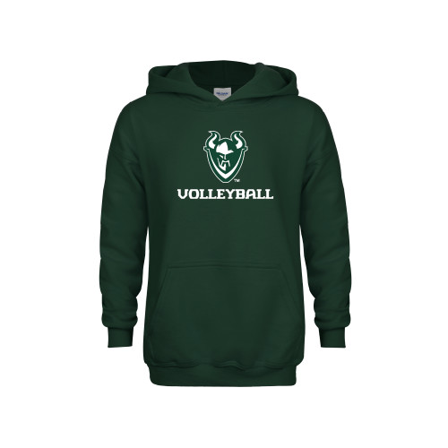  Youth Dark Green Fleece Hoodie - Volleyball