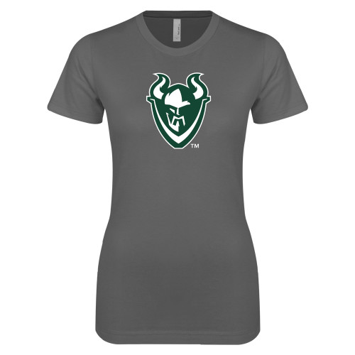  Next Level Womens Charcoal Boyfriend Tee - Viking Head
