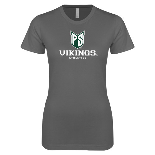  Next Level Womens Charcoal Boyfriend Tee - PS Shield Stacked
