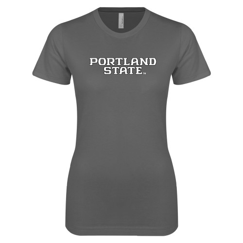  Next Level Womens Charcoal Boyfriend Tee - Portland State