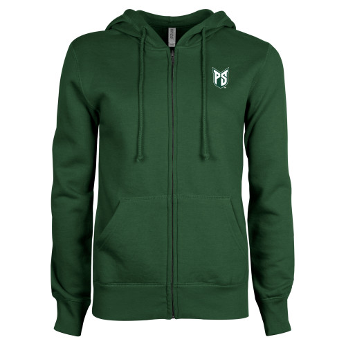  ENZA Womens Dark Green Fleece Full Zip Hoodie - Official Logo