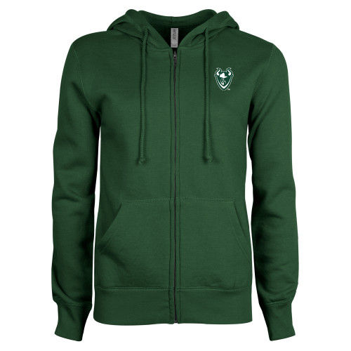  ENZA Womens Dark Green Fleece Full Zip Hoodie - Viking Head