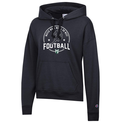 Portland State Champion Womens Black Powerblend Pullover Hood-XS