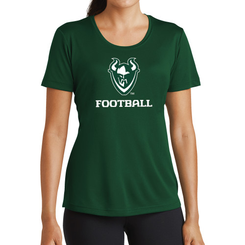 Womens Dark Green Performance Short Sleeve Tee - Football