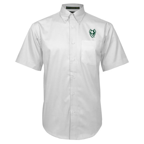  White Twill Button Down Short Sleeve - Viking Head