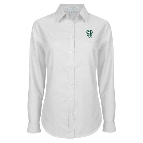  Womens White Oxford Shirt - Viking Head