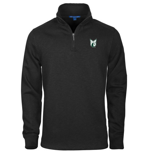  Black Slub Fleece 1/4 Zip Pullover - Official Logo