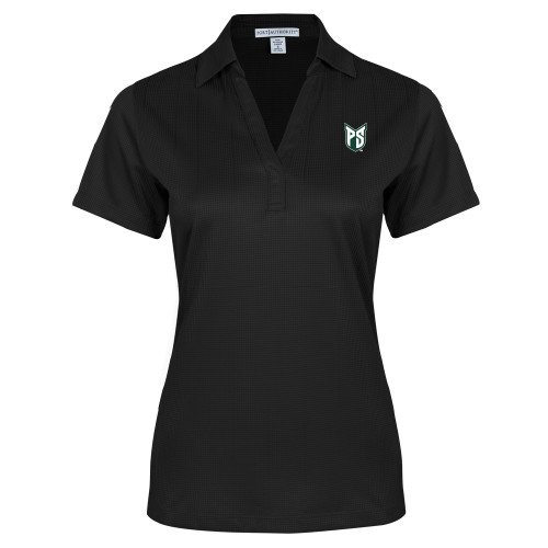  Womens Black Performance Fine Jacquard Polo - Official Logo