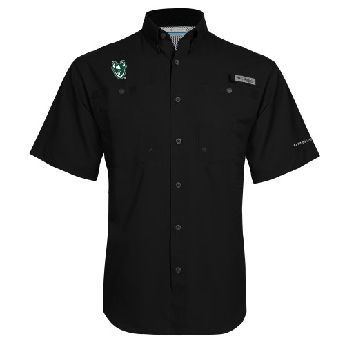  Columbia Black Tamiami Performance Short Sleeve Shirt - Viking Head
