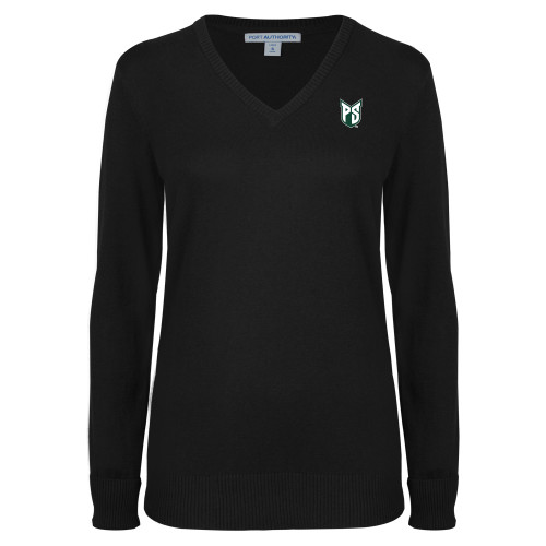  Womens Black VNeck Sweater - Official Logo