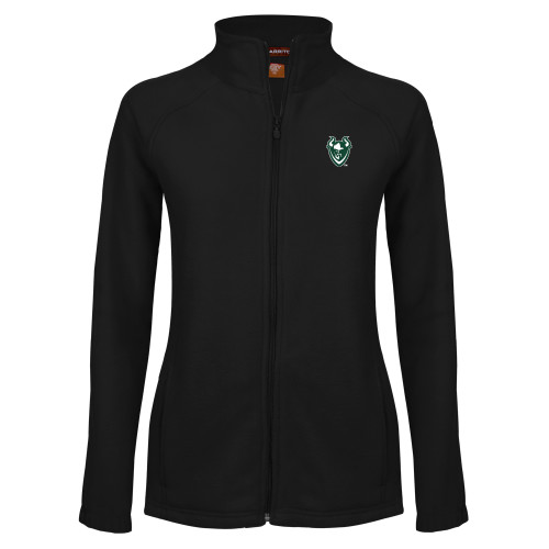  Womens Black Fleece Full Zip Jacket - Viking Head