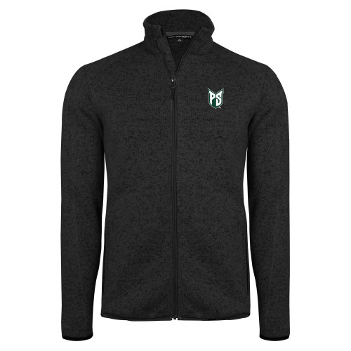  Black Heather  Sweater Fleece Jacket - Official Logo