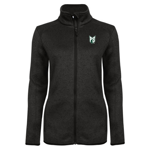  Womens Black Heather Fleece Jacket - Official Logo