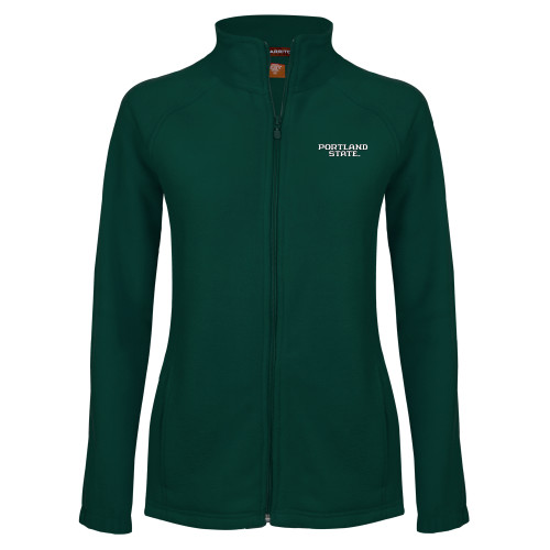  Womens Dark Green Fleece Full Zip Jacket - Portland State
