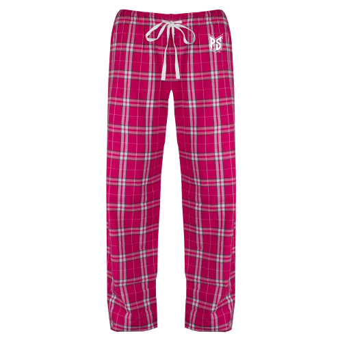  Womens Dark Fuchsia/White Flannel Pajama Pant - Official Logo Tone