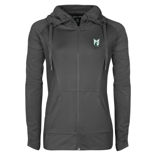  Womens Charcoal Sport Wick Stretch Full Zip Jacket - Official Logo