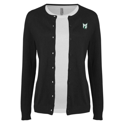  Womens Black Cardigan Sweater - Official Logo