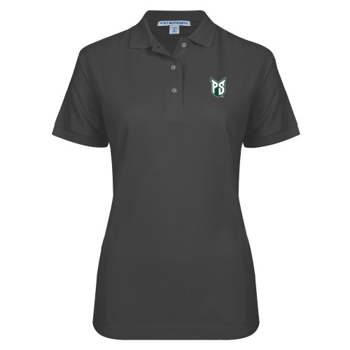  Womens Silk Touch Charcoal Pique Polo - Official Logo