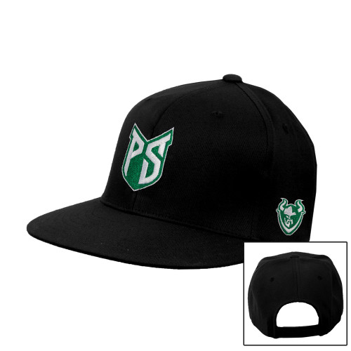  Black Flat Bill Snapback Hat - Official Logo