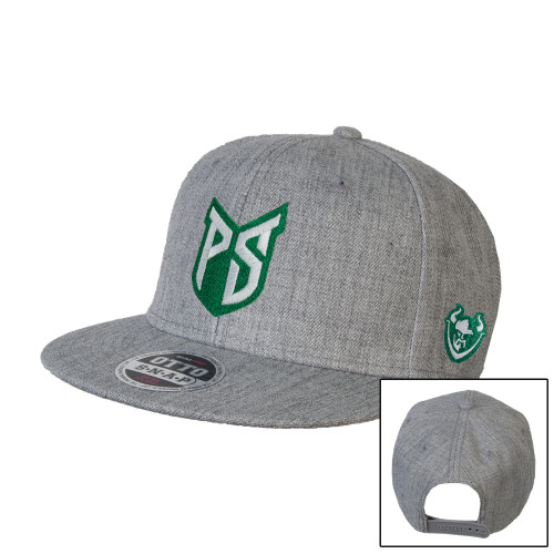  Heather Grey Wool Blend Flat Bill Snapback Hat - Official Logo
