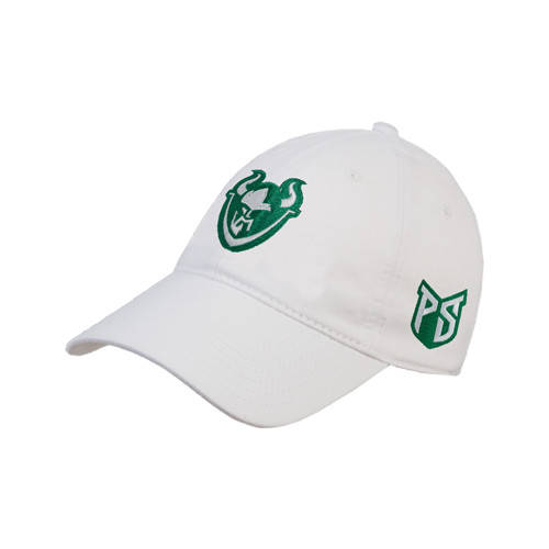  White Unstructured Adjustable Low Profile Hat - Viking Head