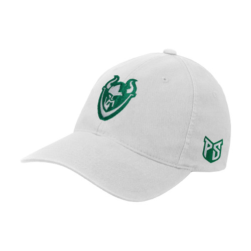  White Flexfit Structured Low Profile Hat - Viking Head
