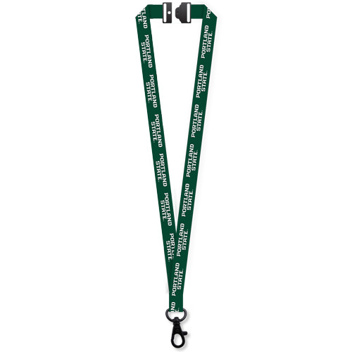  3/4 Inch Smooth Polyester Sublimated Lanyard w/Black Lobster Claw and Breakaway - Portland State