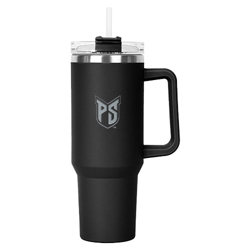 Portland State Hippo Black Mug & Straw Lid with Twist Closure 40 oz