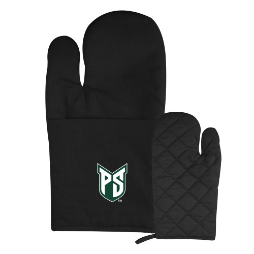  Quilted Canvas Black Oven Mitt - Official Logo