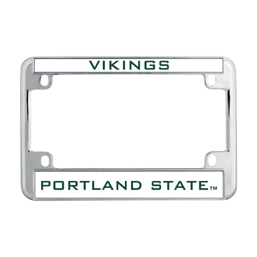 Portland State Metal Motorcycle License Plate Frame in Chrome